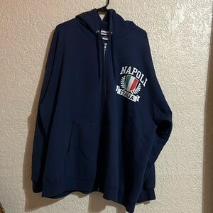Hooded full zip Napoli Italia sweater nave blue size XXL